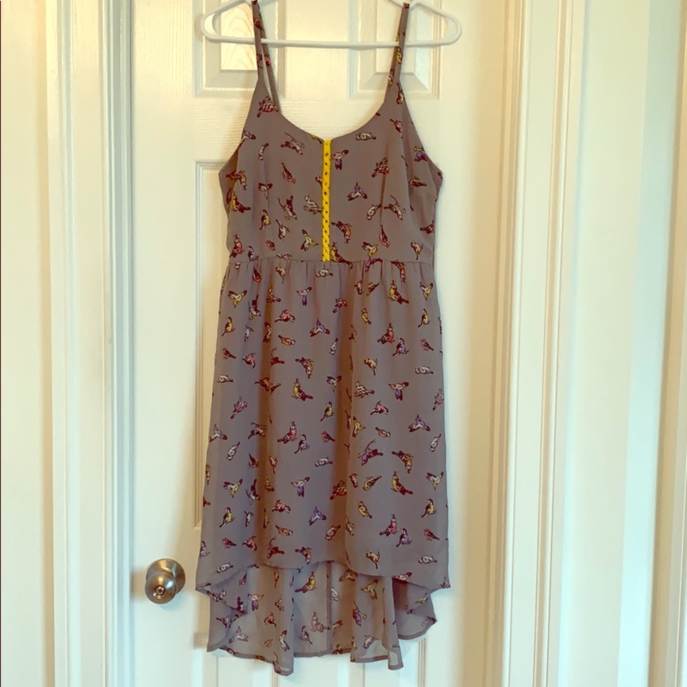 Bird print high low dress